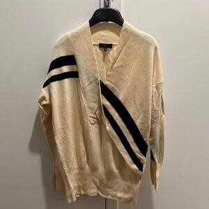 Rag & Bone Cream and Black Striped Sweater 100% extra fine merino wool size XP